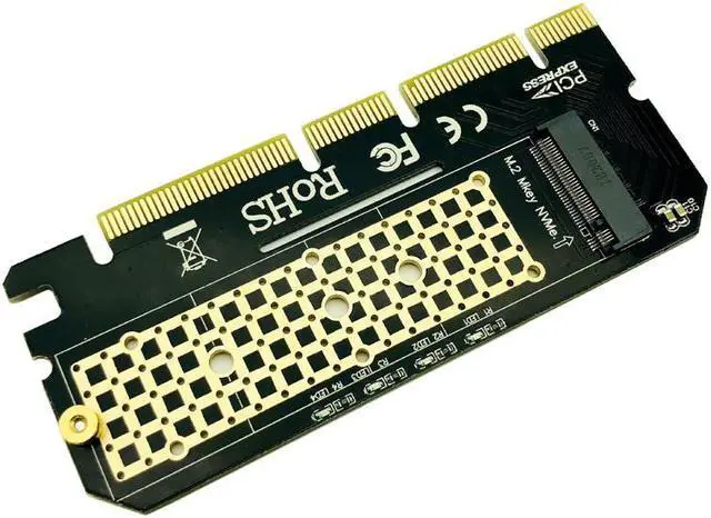 Alt view image 3 of 3 - PCIE to M2 Adapter PCI Express PCI-E 3.0 X4 X8 X16 to M.2 NGFF M Key Connector M2 Nvme PCIE SSD Heatsink SSD Riser Card with LED