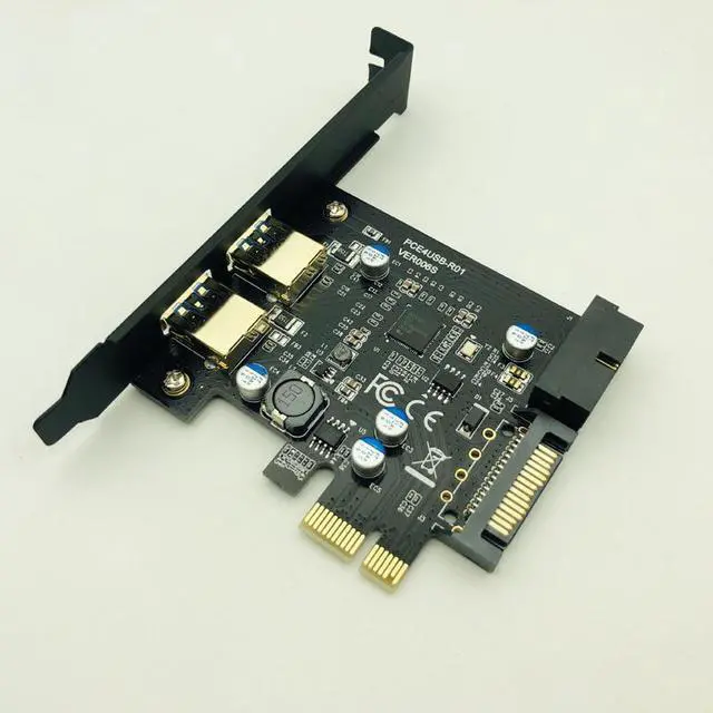 Alt view image 4 of 4 - Super Speed USB 3.0 PCI-E 2 Port PCI Express Expansion Card 19-Pin Power Connector for Desktops PC PCI Express USB 3.0 Cards