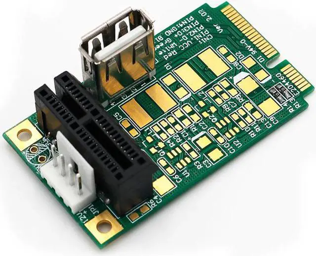 Alt view image 2 of 6 - QINDIAN Add On Cards Mini PCI-E to PCI Express 1X Riser Adapter 4Pin Power Input Support USB 2.0 Data Transmission Up to 480Mbps