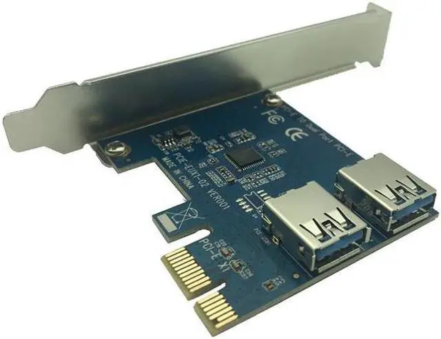 Alt view image 4 of 6 - PCI-E 1 turn 2 PCI express 1X slots Riser Card Mini ITX turn external 3 PCI-E slot adapter PCIe Port Multiplier Card