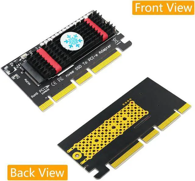 Alt view image 6 of 6 - NVMe PCIe M.2 NGFF SSD to PCI Express X4 X8 X16 Adapter Riser PCIe to M2 Add On Cards Black Heatsink Marquee LED for Chia Mining