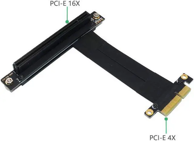 Alt view image 3 of 6 - PCI Express PCI-E 4X To 16X Slot Riser Card Converter Extender Ribbon Adapter Extension Cable PCIe 16X 90 Degree + Magnetic Base