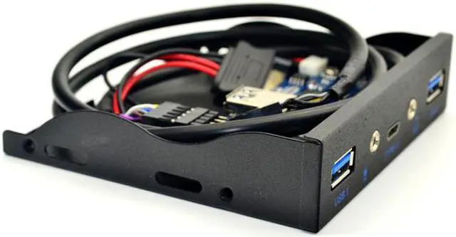 Alt view image 5 of 6 - USB HUB 5 Port USB 3.1 TYPE-C USB 3.0 Front Panel HD Audio 3.5mm Earphone Jack Mic Expansion Adapter for Desktop 3.5" Floppy Bay