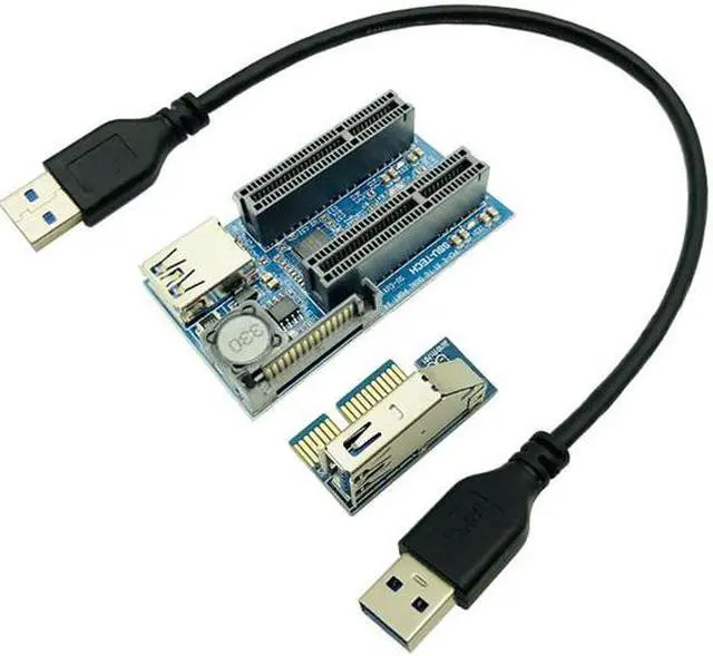 Alt view image 4 of 6 - Add On Card PCIE Riser Card Adapter PCI Express USB 3.0 Raiser Riser PCI-E Extender PCIE X1 to Dual Port PCI E X4 Expansion Card