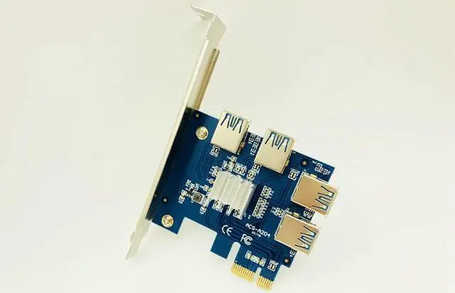 Alt view image 5 of 6 - PCI-E 1 to 4 PCI Express X1 Riser Card PCIE 1X to 16X USB3.0 PCI-E Riser Adapter Converter for Antminer Bitcoin Miner Mining