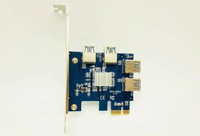 Alt view image 4 of 6 - PCI-E 1 to 4 PCI Express X1 Riser Card PCIE 1X to 16X USB3.0 PCI-E Riser Adapter Converter for Antminer Bitcoin Miner Mining