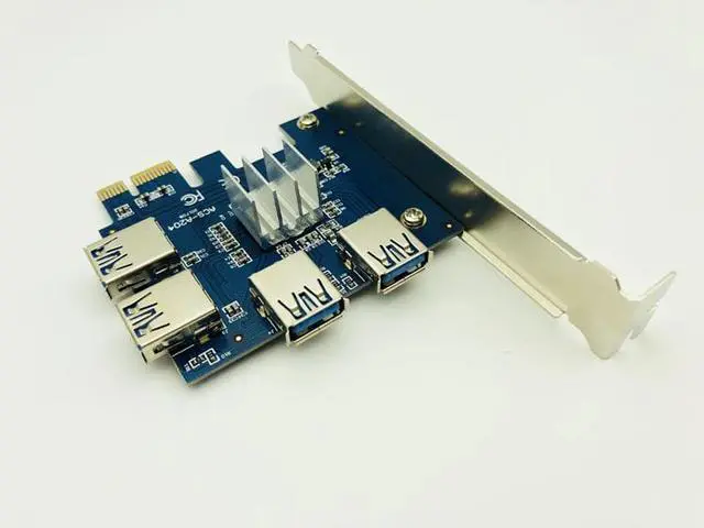 Alt view image 6 of 6 - PCI-E 1 to 4 PCI Express X1 Riser Card PCIE 1X to 16X USB3.0 PCI-E Riser Adapter Converter for Antminer Bitcoin Miner Mining