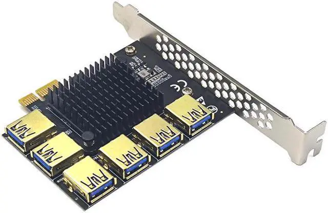 Alt view image 4 of 6 - PCIE Riser Gold PCIE PCI-E Riser Card 1 to 4 USB 3.0 Multiplier Hub X16 PCI Express 1X 16X Adapter For Bitcoin ETH Mining Miner