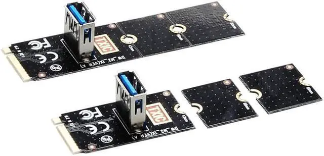 Alt view image 3 of 6 - NGFF to PCI-E Convert Card M2 Interface to PCI Express 16x Slot with USB3.0 SATA 6Pin Cables + PCIe 1x Riser Card for Mining
