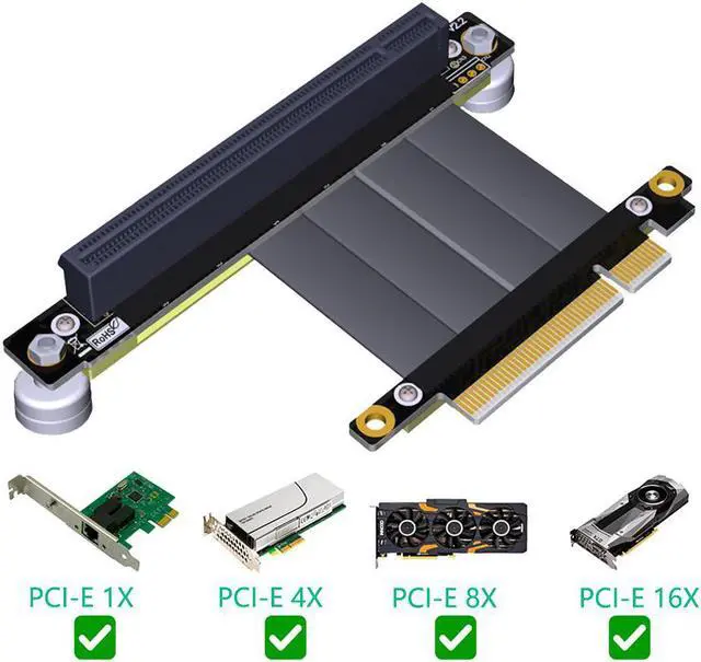 Alt view image 5 of 6 - PCIE Riser PCI Express PCI E 8X to 16X Riser Card Ribbon Extender Extension 17cm Cable PCI-Express Gen3 8Gbps with Magnetic Base
