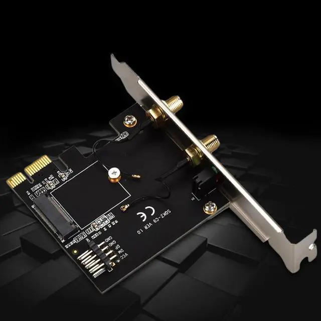 Main image of PCI-E to NGFF M.2 WiFi Bluetooth Adapter Wireless Module Converter Card Two WiFi Antenna USB 9Pin Cable with Low Profile Bracket