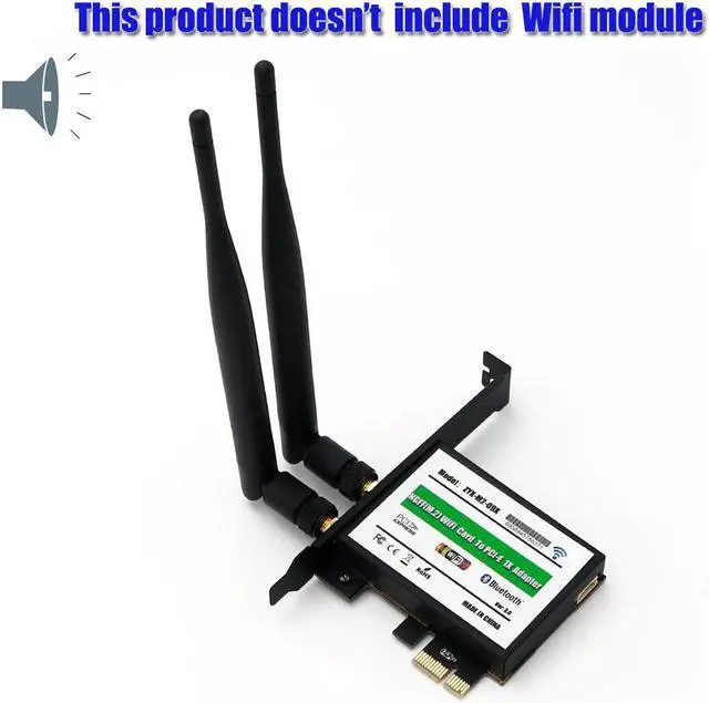 Alt view image 2 of 3 - WiFi Wireless Network Adapter NGFF M.2 WiFi Card to PCI Express 1X Adapter Wi-Fi Bluetooth Ethernet Network Card with EMI Sheild