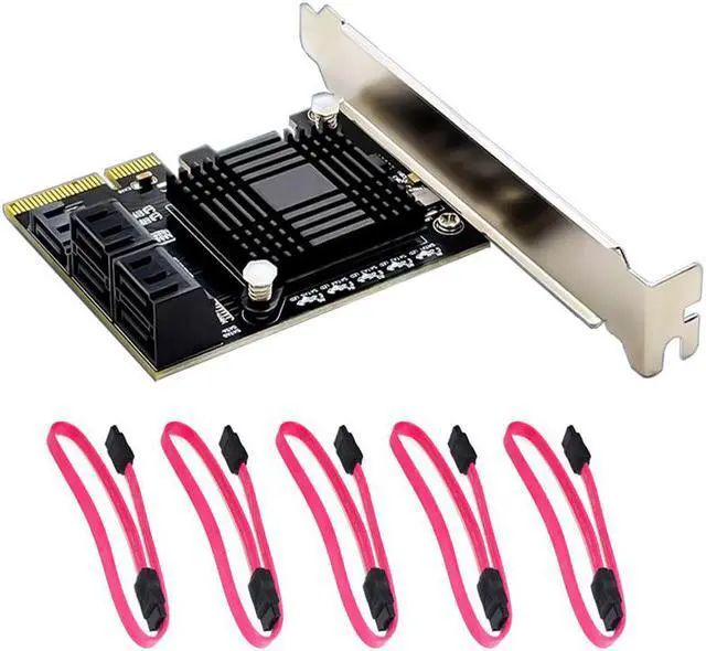 Alt view image 4 of 6 - JMB585 Chip 5 Port SATA 3.0 to PCIe Expansion Card 4X Gen 3 PCI Express SATA Adapter SATA 3 Converter with Heat Sink for HDD SSD