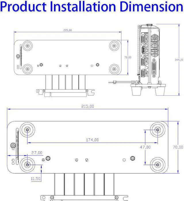 Alt view image 6 of 6 - PCI-E 3.0 16X Graphics Card Vertical Kickstand Base Bracket with High Speed PCI-E Riser Extension Cable DIY ATX Case for Mining