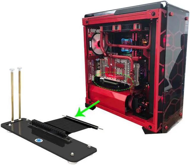 Alt view image 6 of 6 - PCI Express 3.0 16X Graphics Card Stand Base Magnetic Holder Bracket for DIY ATX Case with PCI-E Extension Cable for Fun Cooling