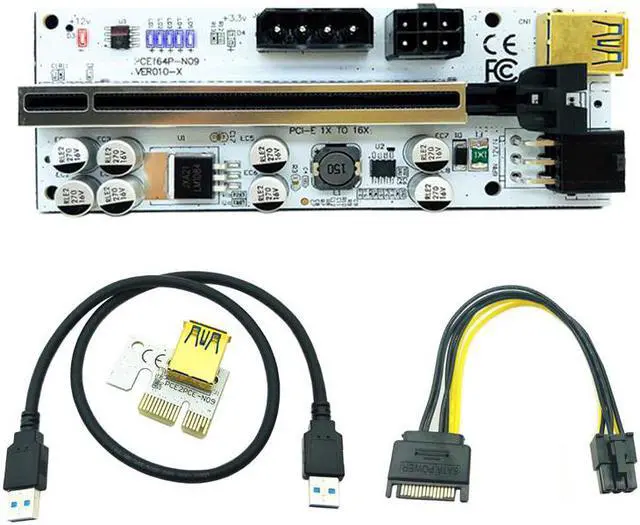 Alt view image 5 of 6 - 6PCS Riser 010 VER010-X PCIE Riser PCI Express X16 Extender USB 3.0 Cable PCI-E Cabo Riser Card For Video Card GPU Miner Mining