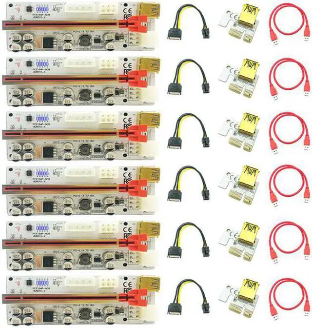 Alt view image 4 of 6 - 6PCS PCIE Riser 010 USB3.0 Cable PCI-E X1 Card Riser PCI Express X16 Extender For Video Card Cobo Riser For Bitcoin Miner Mining