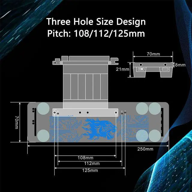 Alt view image 6 of 6 - Graphics Card Bracket RGB LED Light with PCI-E 3.0 16X Riser Cable External Built-in Kickstand Mounting Bracket for DIY ATX Case