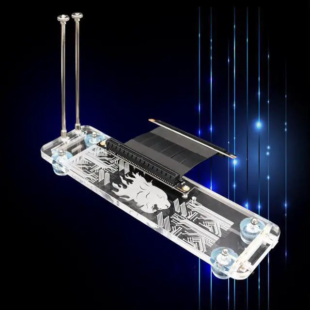 Alt view image 4 of 6 - Graphics Card Bracket RGB LED Light with PCI-E 3.0 16X Riser Cable External Built-in Kickstand Mounting Bracket for DIY ATX Case