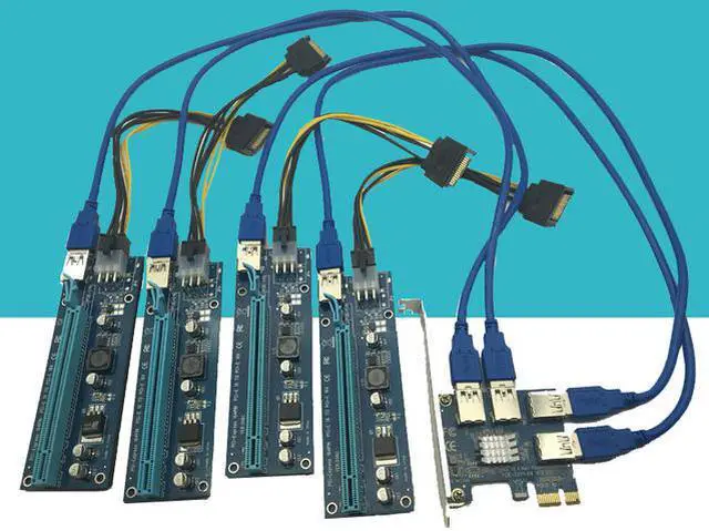 Alt view image 4 of 6 - USB 3.0 PCI-E Extender Riser Card PCI Express 16X Adapter 60cm SATA 15Pin to 6Pin Power Cable Cord for Bitcoin BTC Mining Tool