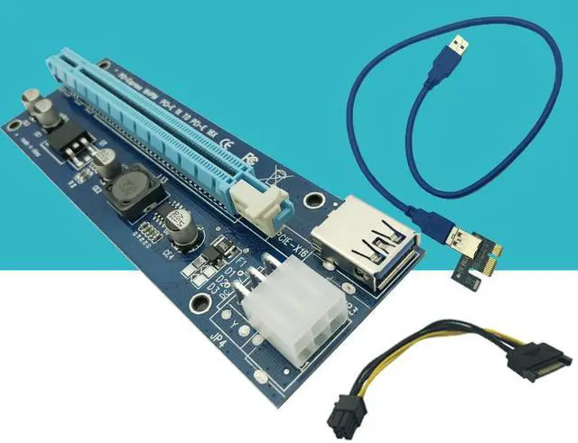 Alt view image 5 of 6 - USB 3.0 PCI-E Extender Riser Card PCI Express 16X Adapter 60cm SATA 15Pin to 6Pin Power Cable Cord for Bitcoin BTC Mining Tool