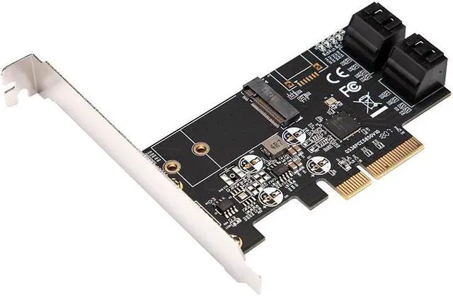 Alt view image 5 of 6 - PCI Express SATA 3 Controller Card PCIE to M2 Adapter M.2 NGFF 4-Port SATA III 6GB/s Expansion Card Support 2230 2242 M2 SSD HDD