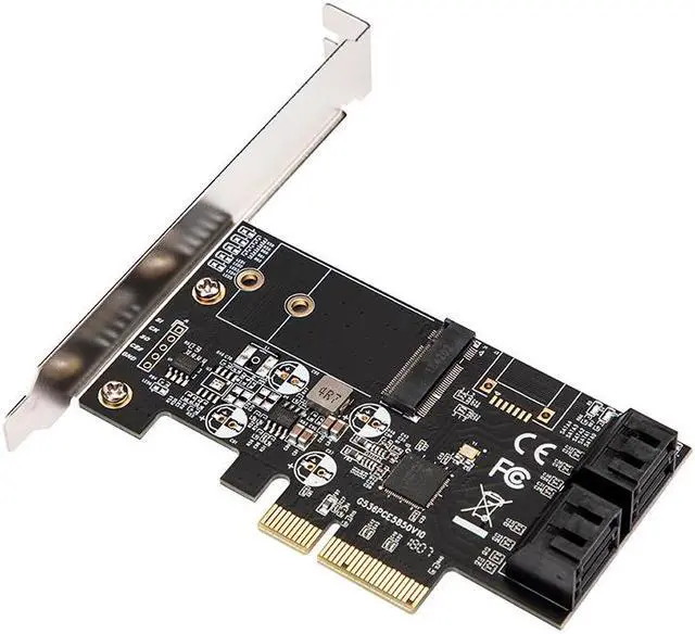 Alt view image 6 of 6 - PCI Express SATA 3 Controller Card PCIE to M2 Adapter M.2 NGFF 4-Port SATA III 6GB/s Expansion Card Support 2230 2242 M2 SSD HDD