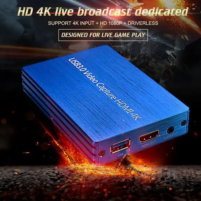 Alt view image 2 of 3 - 4K HDMI Capture Card Video Capture Device HDMI to USB 3.0 Game Broadcast Microphone HD 1080p Live Streaming Video Record Capture