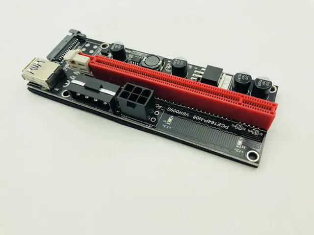Alt view image 2 of 6 - 50PCS 009s PCI Express Riser Card 1x to 16x PCIE Extender USB3.0 Cable SATA 6Pin 4Pin IDE Molex Power for BTC Miner Mining 2 LED