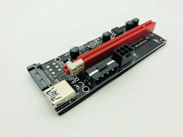 Main image of 50PCS 009s PCI Express Riser Card 1x to 16x PCIE Extender USB3.0 Cable SATA 6Pin 4Pin IDE Molex Power for BTC Miner Mining 2 LED