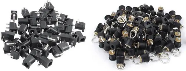 Main image of 95 Pcs DC Power Socket Accessories: 45 Pcs DC Power Jack Socket 2.1Mmx5.5Mm Barrel-Type PCB Mount DC-005 & 50 Pcs DC Power Plug