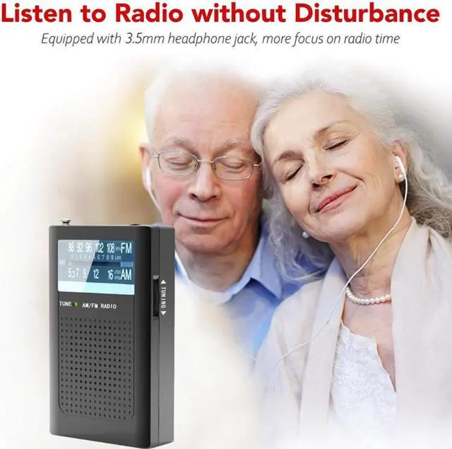 Alt view image 2 of 3 - Antenna Digital Radio Portable AM/FM Radio with Monitor Headphone Jack Volume Adjustable for Home Outdoor Use