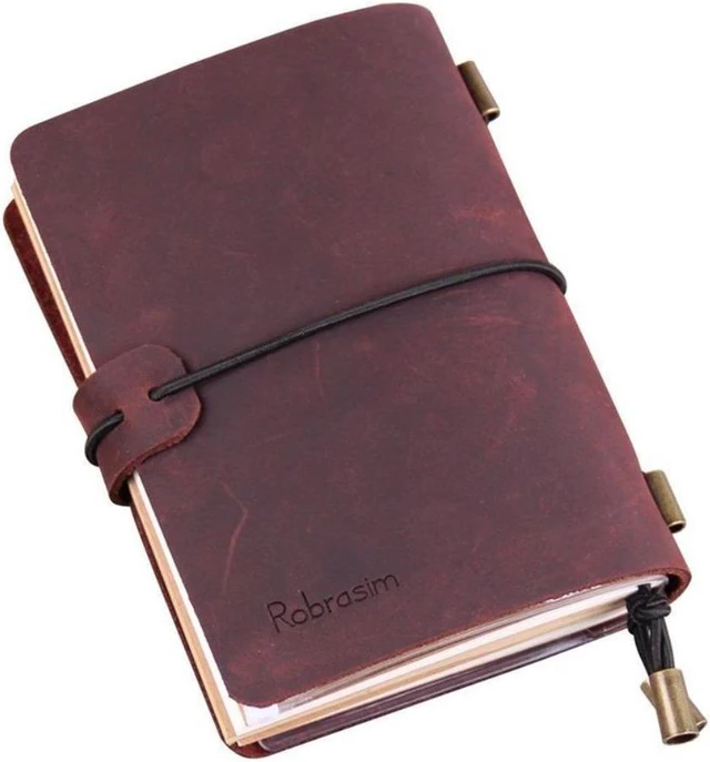 Alt view image 3 of 6 - Handmade Traveler's Notebook, Leather Travel Journal Notebook for Men & Women, Perfect for Writing, Gifts, Travelers, 5.2 x 4 In