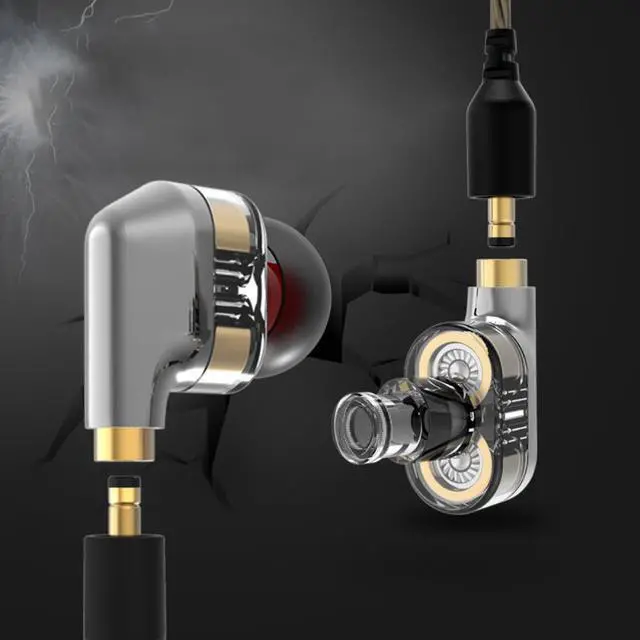Alt view image 2 of 6 - In-Ear Double Moving Coil Headphone With Microphone Dual-Unit HIFI Heavy Bass Detachable Cable