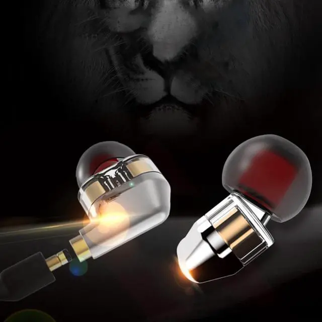 Alt view image 3 of 6 - In-Ear Double Moving Coil Headphone With Microphone Dual-Unit HIFI Heavy Bass Detachable Cable