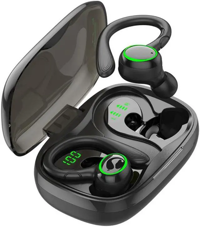 Alt view image 2 of 6 - Bluetooth 5.1 Wireless Headphones LED Digital Display Sports Sweat-Proof Hanging Ear Headphones for Android and iPhone