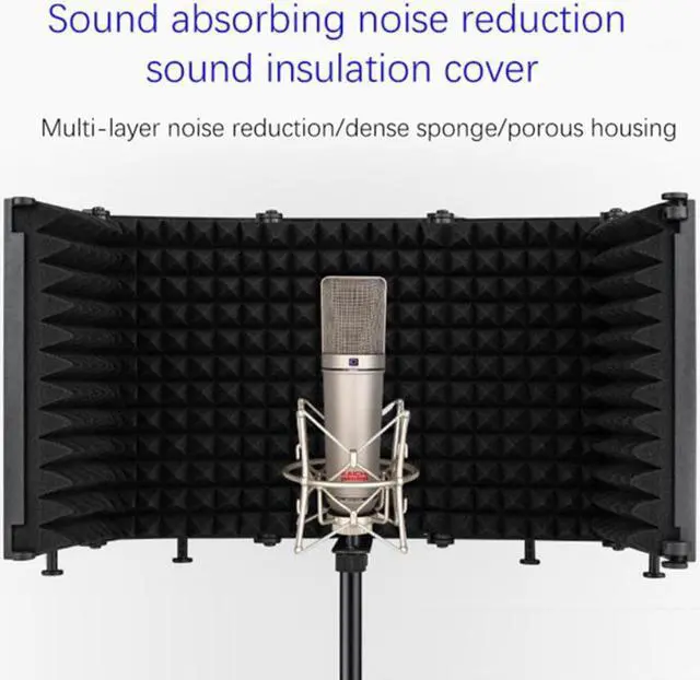 Alt view image 2 of 3 - Microphone Wind Screen, Five-Door Soundproof Cover, Sound-Absorbing Blowout Prevention Net Noise Reduction Board