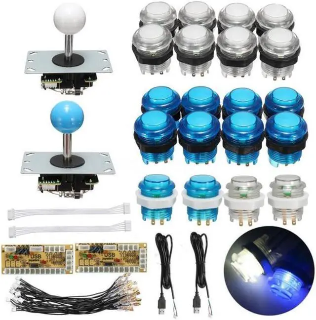 LED Arcade Kit 2X Zero Delay USB Encoder + 2X Joystick + 20X