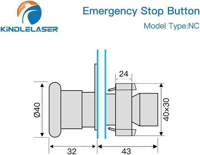 Alt view image 6 of 7 - Kindle Laser  bouton d'arrêt d'urgence NC pour Machine de découpe et gravure Laser CO2