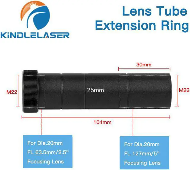 Alt view image 7 of 7 - Kindle Laser  anneau d'extension de lentille, CO2 O.D.25mm, pour D20 F63.5mm/127mm, pour Machine de découpe Laser CO2