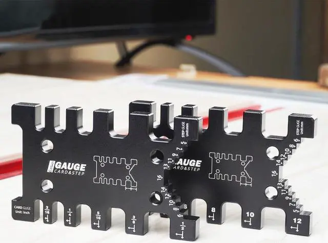 Alt view image 2 of 4 - Gabarit en aluminium à queue d'aronde, travail du bois, Tenon, échelle impériale métrique, carte de mesure, jauge pour menuiserie, routeur, outils de scie de Table