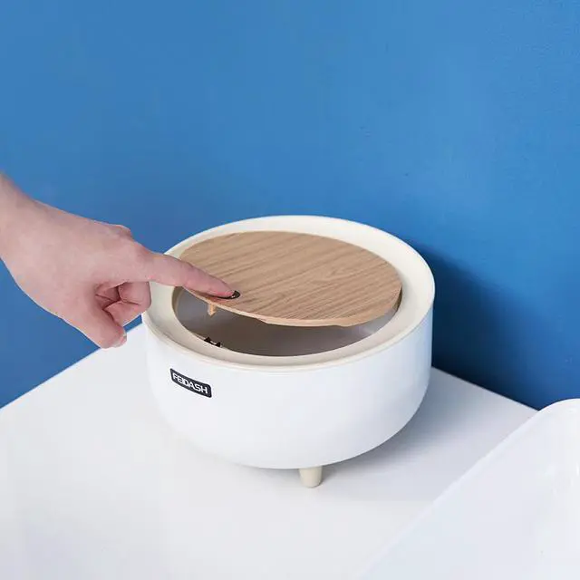 Alt view image 2 of 4 - Desktoppoubelle avec couvercle de presse antidérapant, outil à boucle élastique, maison, dortoir pour étudiants, seau de rangement de chevet, poubelle