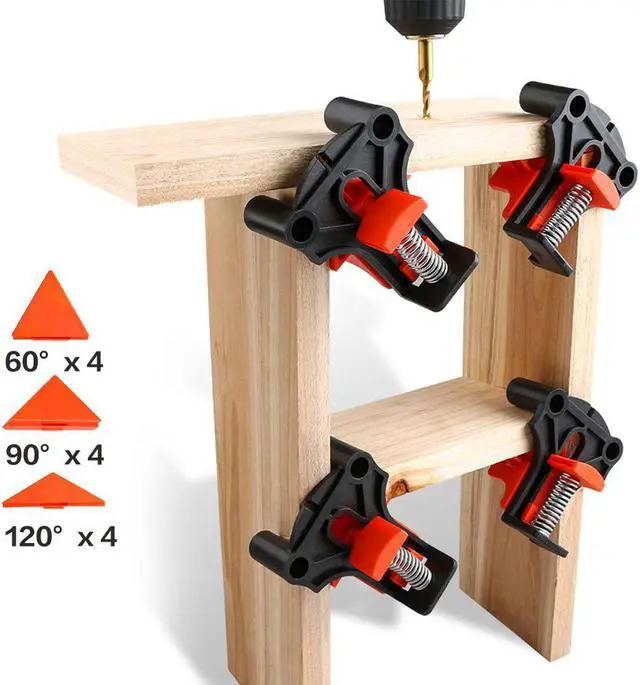 Alt view image 2 of 4 - Pince à Angle droit pour le travail du bois, 60 ° 90 ° 120 °, fixateur de pince d'angle pour charpentier, armoires de perçage, cadre Photo, 4 pièces