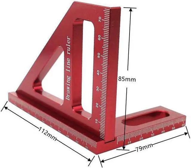 Alt view image 2 of 4 - Règle de luxe en alliage d'aluminium, carré multifonctionnel, 45 90 degrés, jauge, règle triangulaire, outils pour le travail du bois