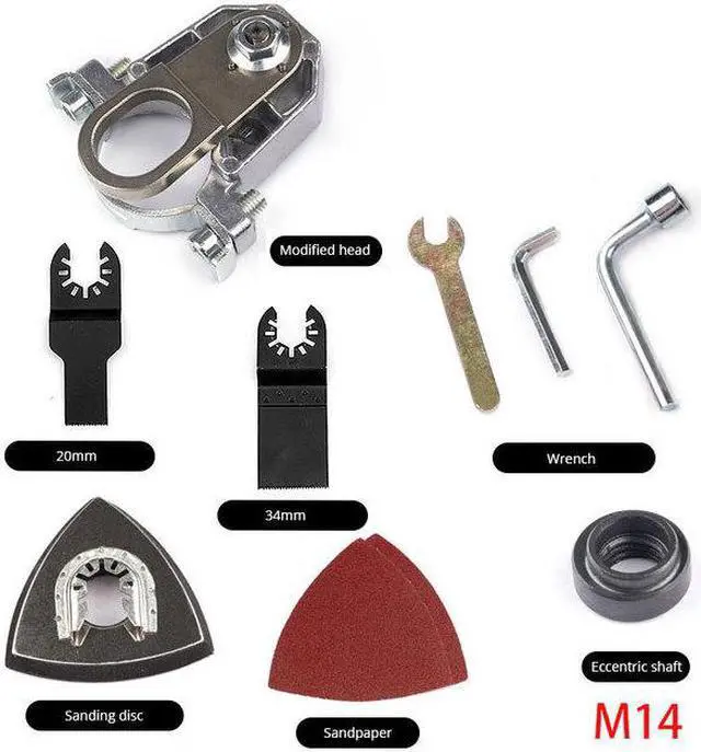 Main image of Outil adaptateur multifonction oscillant, meuleuse d'angle électrique, tondeuse/pelle/scie de coupe, outil de travail du bois avec lames