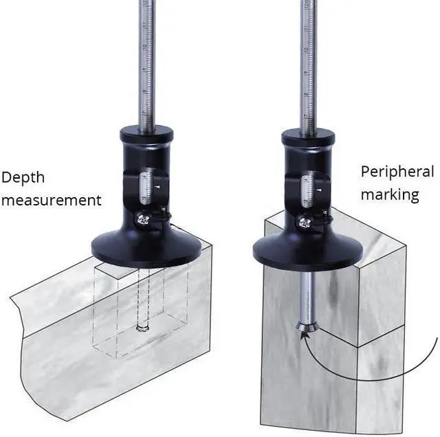 Alt view image 3 of 7 - Jauge de marquage de roue, Kit de traçage de marquage pour le travail du bois avec 2 couteaux de rechange, ligne de traçage en bois