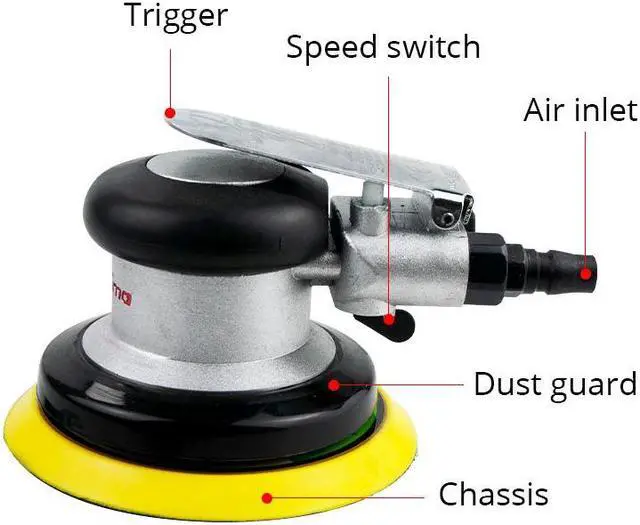 Alt view image 4 of 7 - Machine à polir pneumatique professionnelle, 5 pouces, outils à main, ponceuse à Air, papier de verre, Machine à polir pour voiture mate