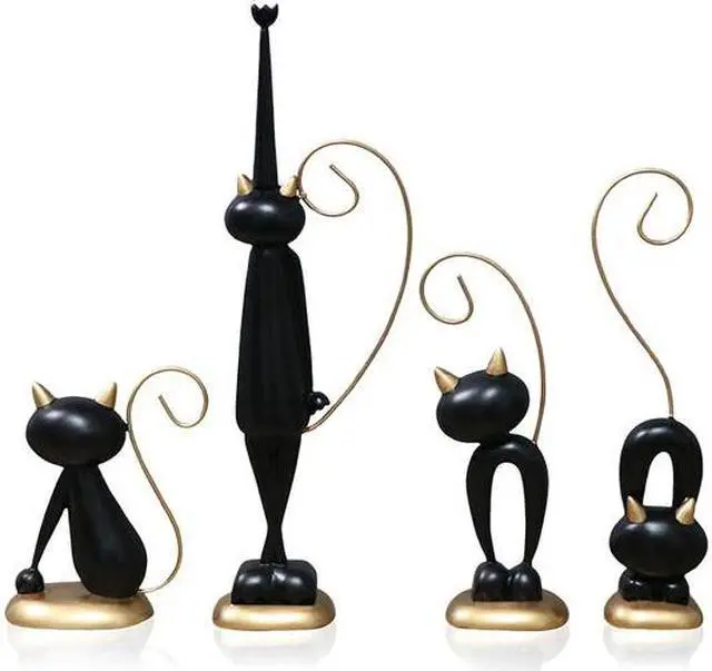 Main image of Décorations créatives en forme de chat, 4 pièces, pour salon, Table à manger, bureau, armoire à vin, pour la maison, cadeau créatif