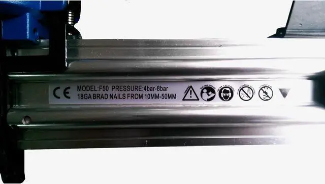 Alt view image 3 of 7 - Cloueur de finition droite F50, pistolet pneumatique professionnel, outil de travail du bois 18GA