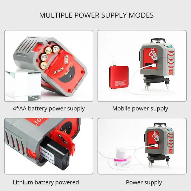 Alt view image 2 of 7 - Niveau Laser 3x360 ° 12 lignes à nivellement automatique, alimentation multimode, travail du bois Construction outils de mesure